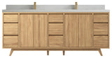 Madison Teak 84 Double Sink Bath Vanity in Light Natural 2" Carrara Quartz