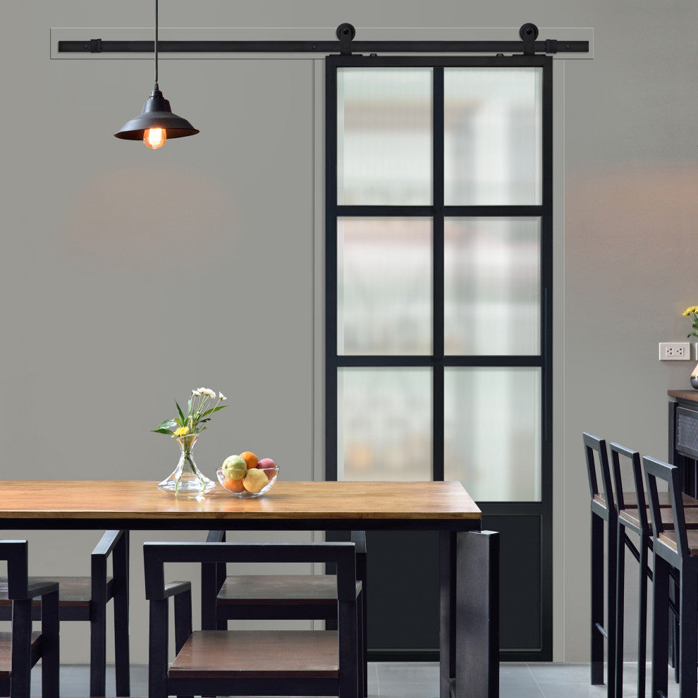 Modern French 6 Lite Cloud Barn Door, 42" X 84"