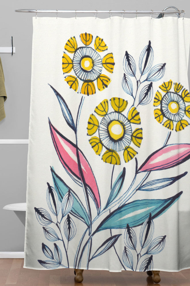 Deny Designs Cori Dantini Modern Corn Flowers Shower Curtain