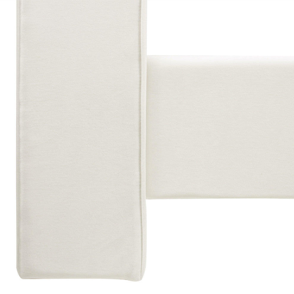 Addison King Channel Tufted Panel Bed Frame, Cloud White Performance Velvet