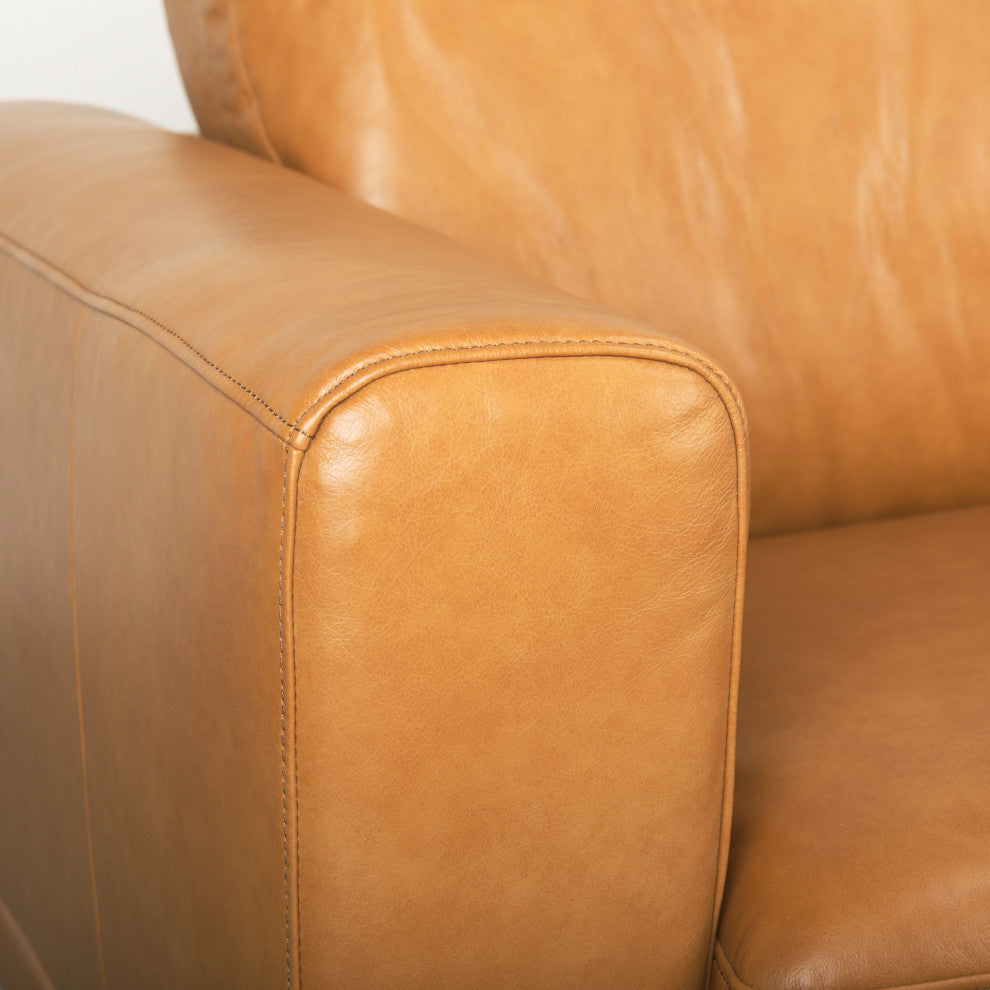 Cedrick 90.6Lx36.6Wx31.5H Tan Leather Sofa
