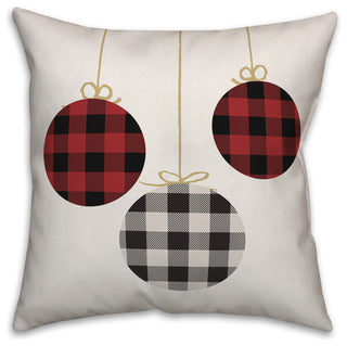 Plaid Christmas Ornaments 18"x18" Throw Pillow Cover