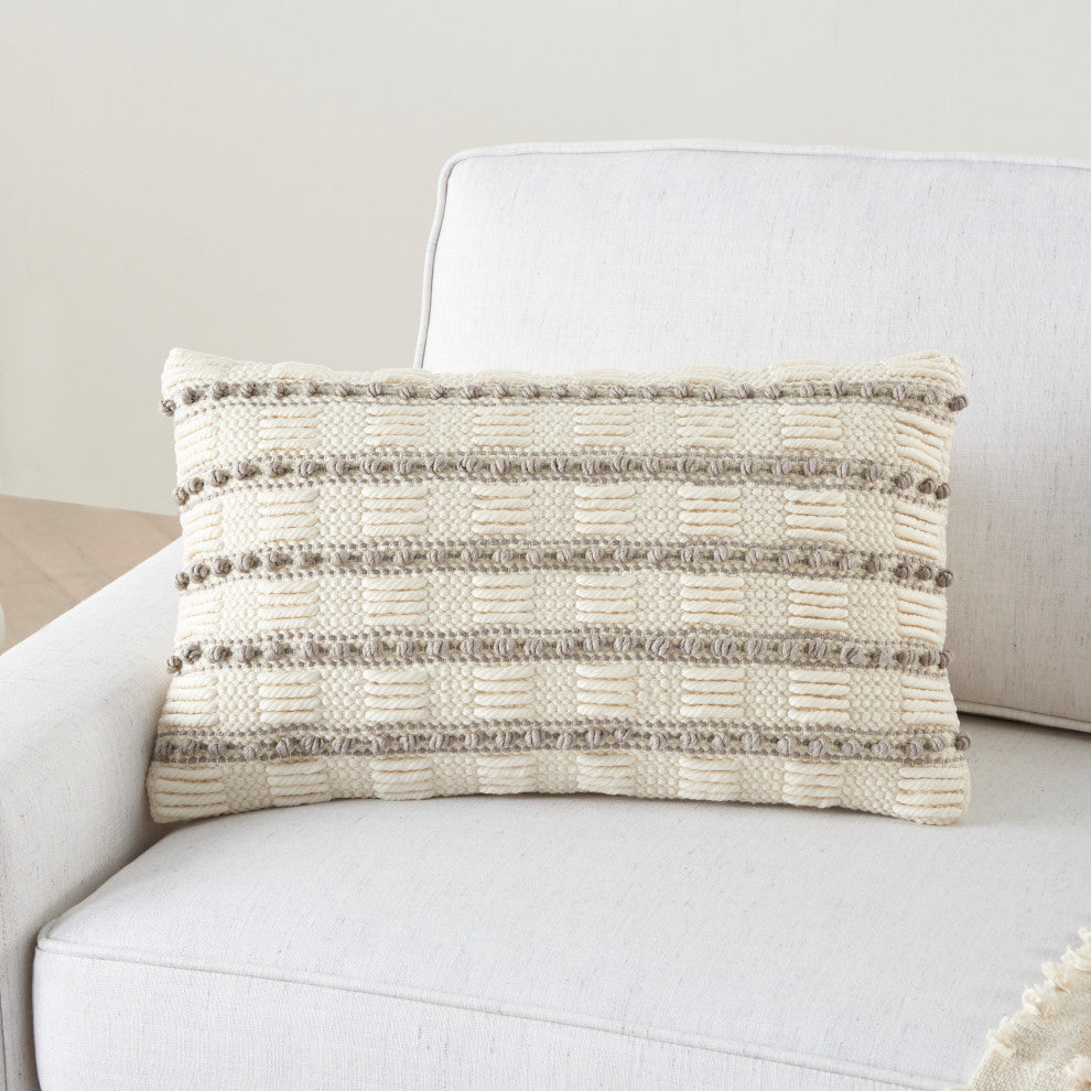 Mina Victory GC384 Throw Pillow, Light Grey, 12"X20"
