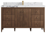 Atlanta Teak 60" Single Sink Bath Vanity, Dark Natural 2" Viola Night