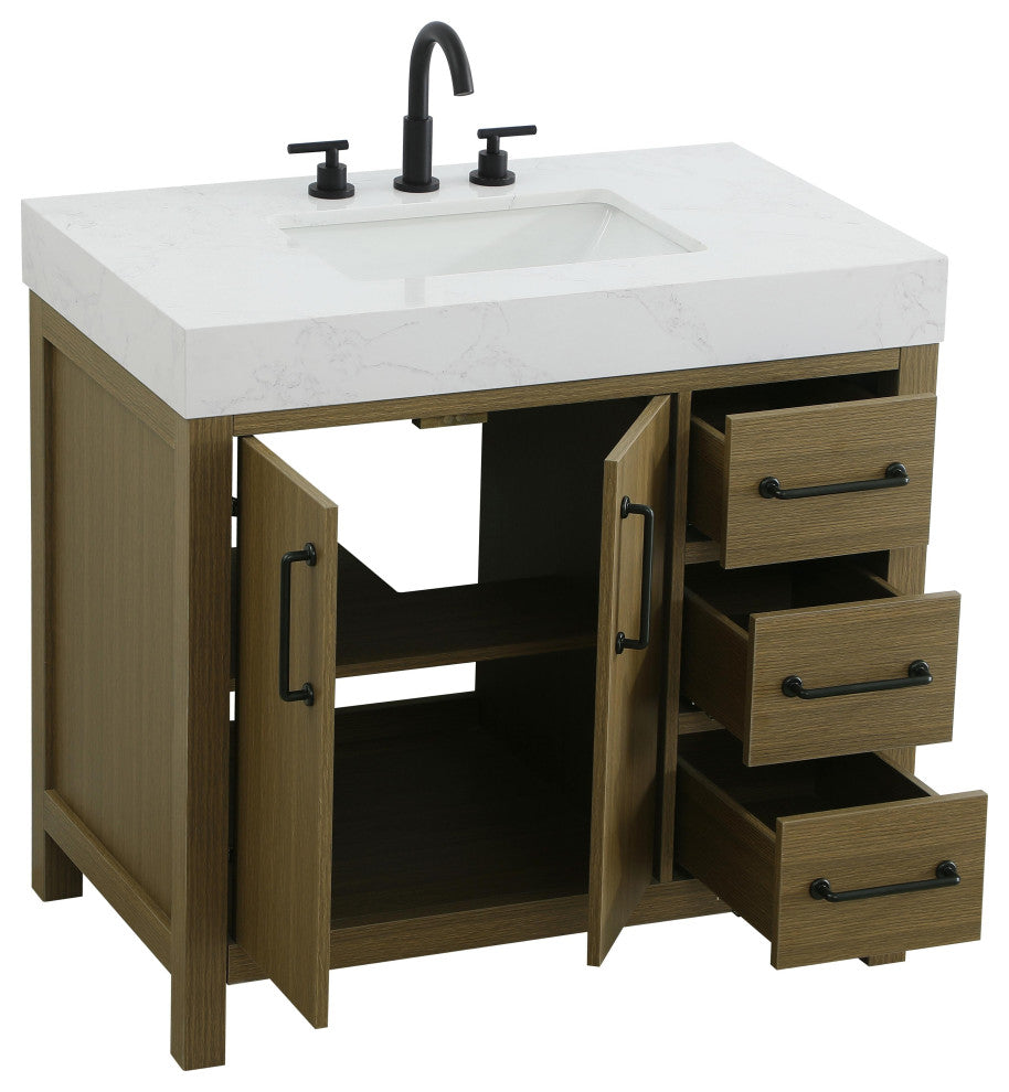Home Living 36" Single Bathroom Vanity, Chestnut Brown