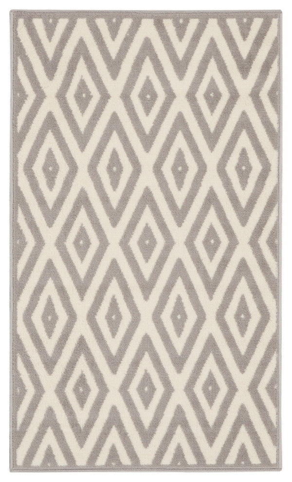 Nourison Grafix 2' x 4' White/Grey Mid-Century Modern Indoor Area Rug