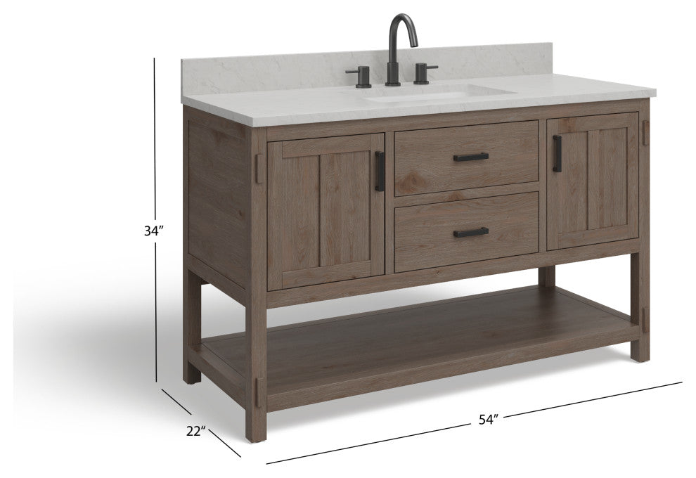 The Betsy Bathroom Vanity, Brown, 54", Single Sink, Freestanding
