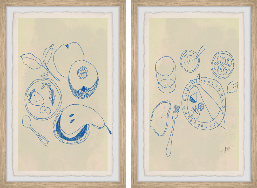 Fruits and Seafood Diptych, 2-Piece Set, 8x12 Panels