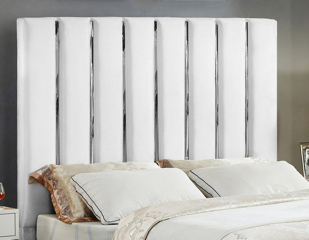 Enzo Velvet Bed, White, King