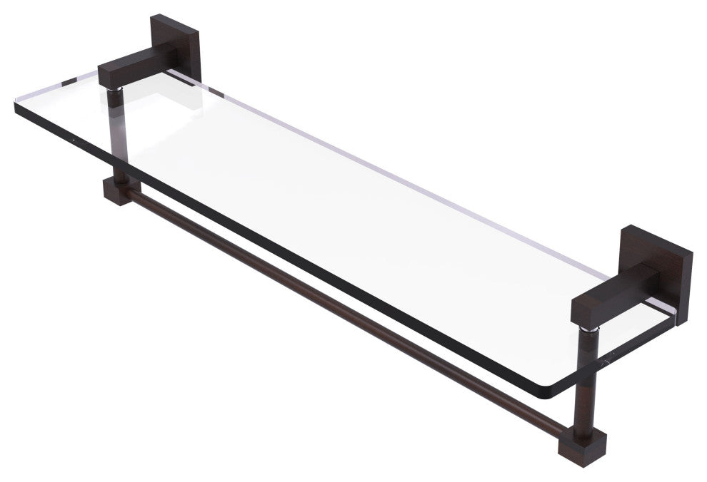 Montero 22" Glass Vanity Shelf with Integrated Towel Bar, Venetian Bronze