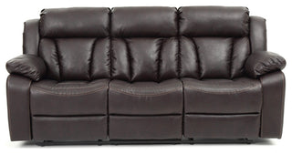 Springfield Reclining Sofa, Brown Faux Leather