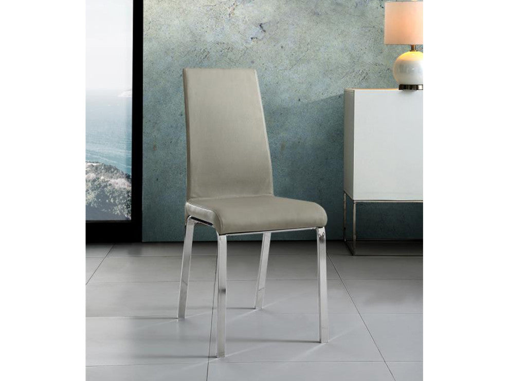 Loto Set of 2 Dining Chair, Top Grain Leather, Taupe