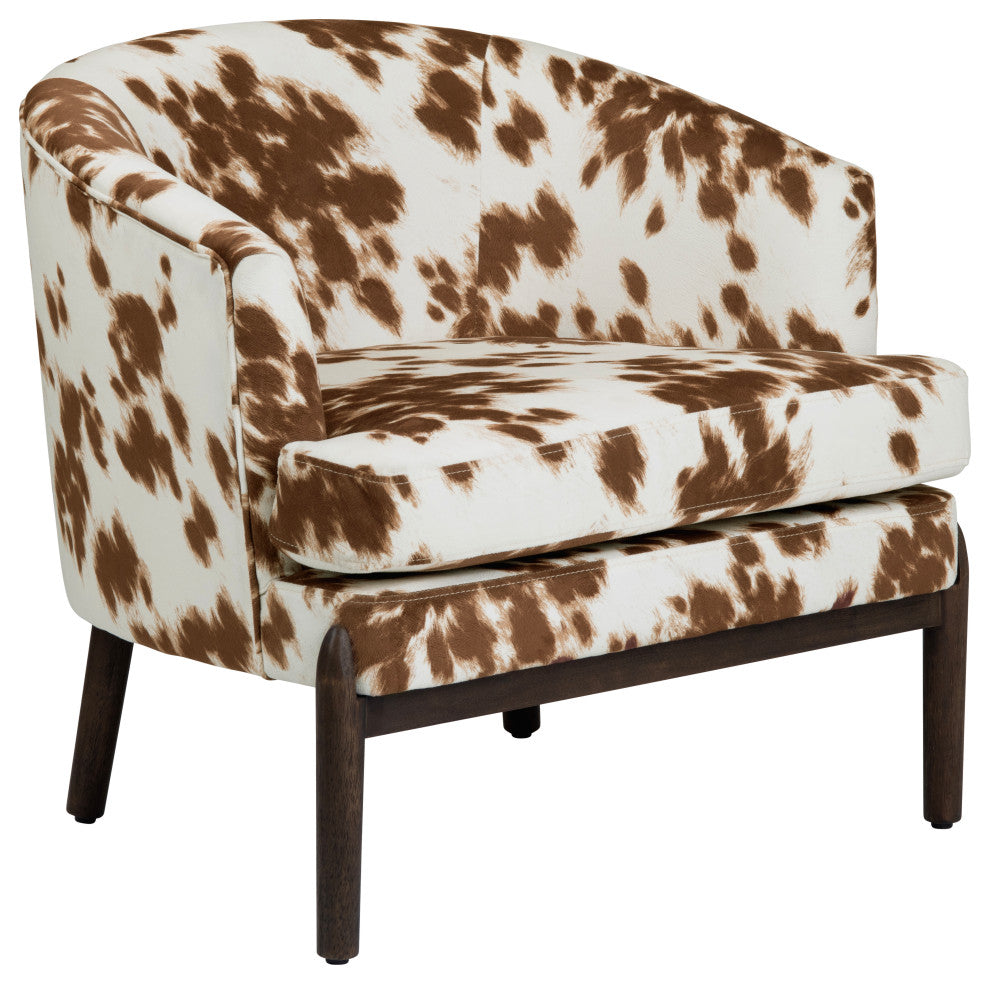 Brown and White Upholstered Accent Chair