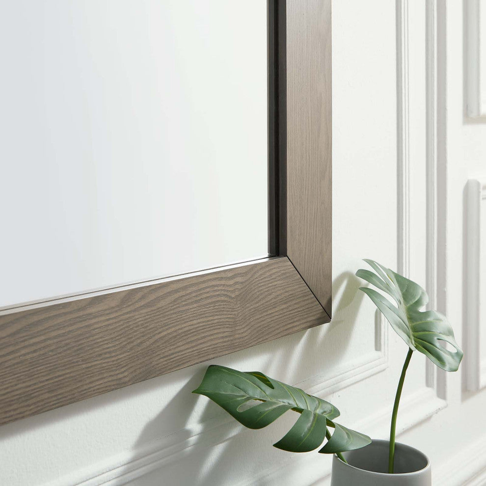 Frame Wall Mirror, Brown Oak, Wood, Modern, Mid Century Living Guest Suite