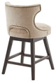 Madison Park Emmett Bar Stools Swivel Height Upholstered Counter Stool, Beige