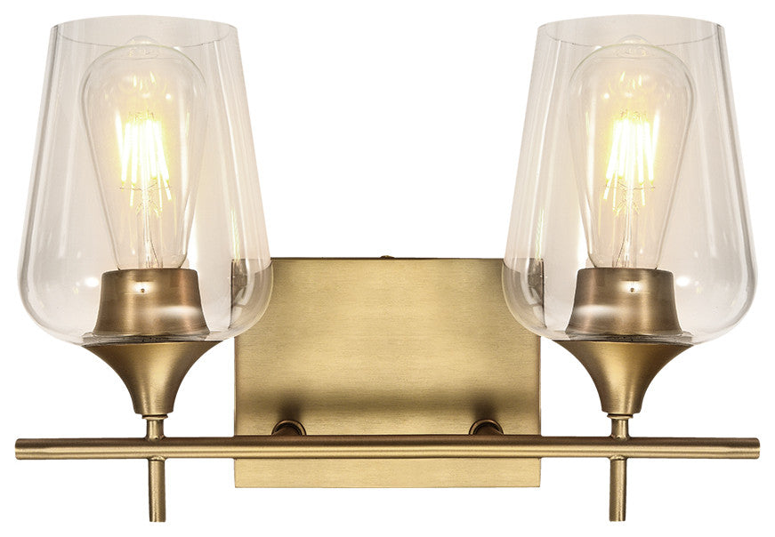 Modern Bathroom Dimmable Vanity Light, Gold, 2 Light
