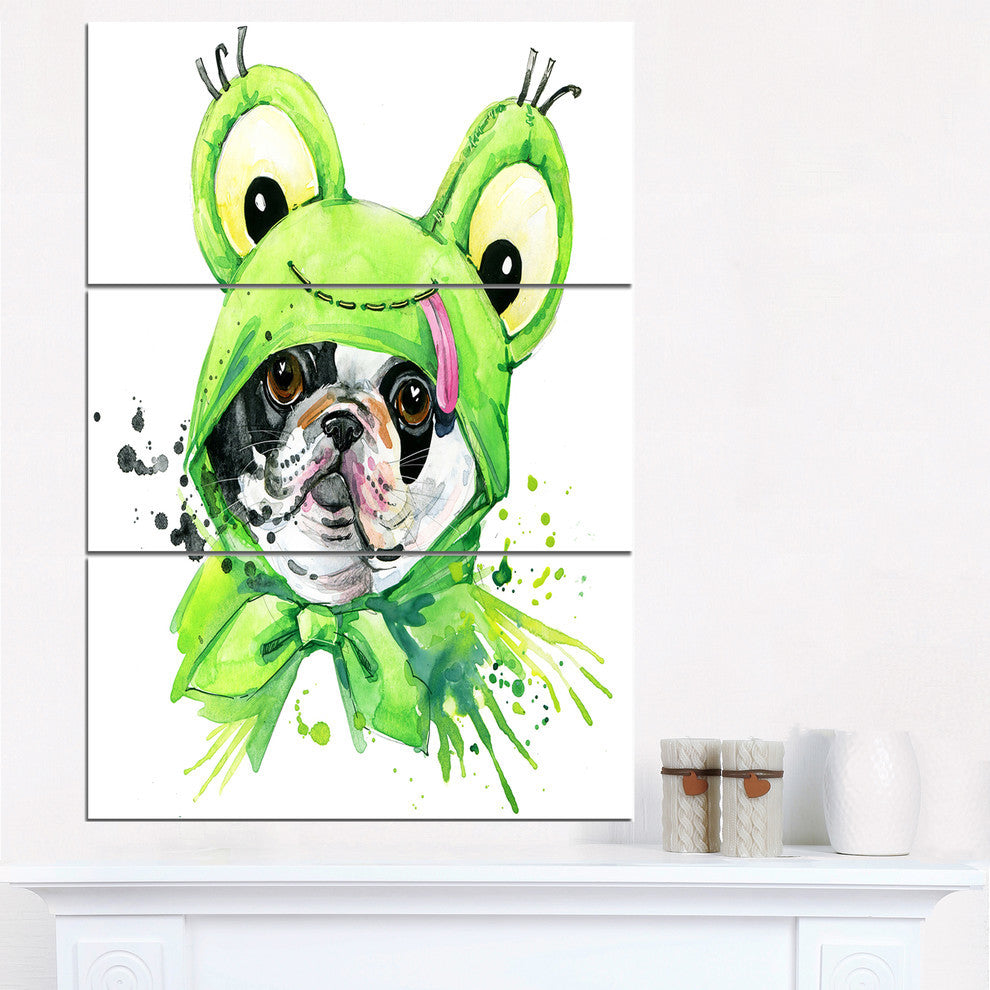 "French Bulldog Illustration" Glossy Metal Wall Art, 3 Panels, 28"x36"