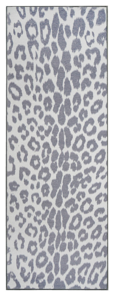 My Magic Carpet Washable Rug Miya Leopard Gray, 2.5' X 7'