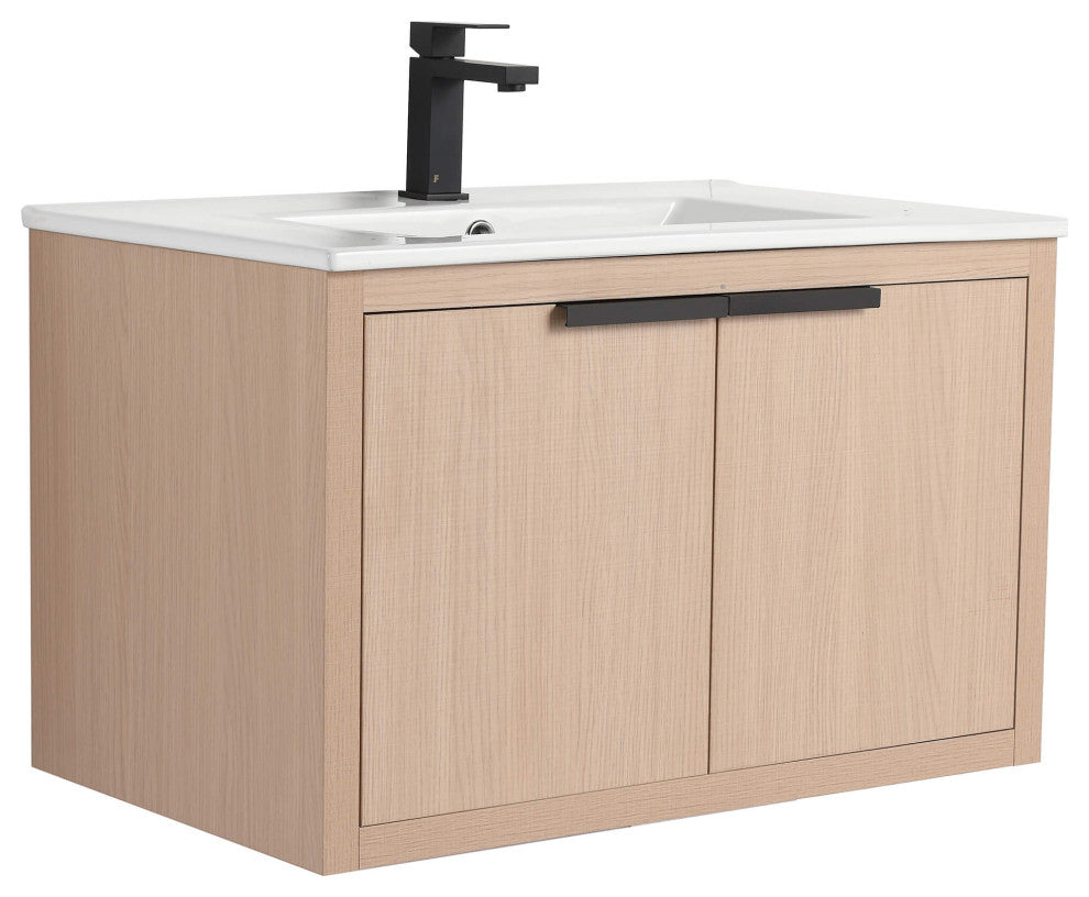 Fine Fixtures Kingsford Vanity Sink Included, White Oak, 30", Doors