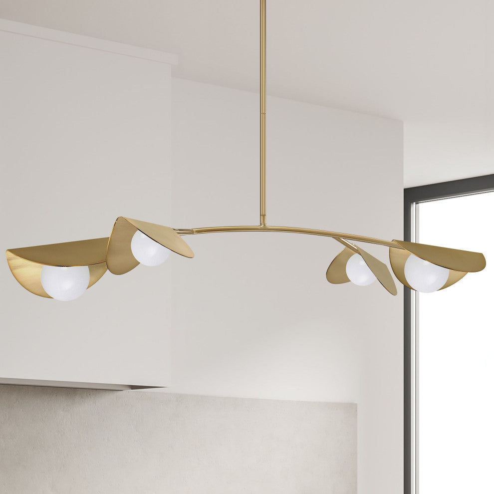 Emma Contemporary 4 Light Aged Brass White Metal Pendant