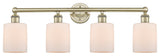 Edison Cobbleskill-4 Lt 32"Bath Vanity Lt-Antique Brass Finish-Matte White Shade