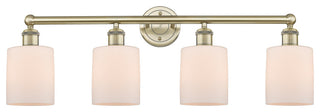 Edison Cobbleskill-4 Lt 32"Bath Vanity Lt-Antique Brass Finish-Matte White Shade