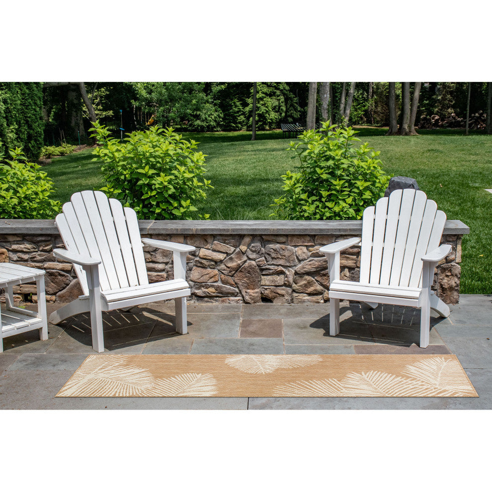 Carmel Palm Indoor/Outdoor Rug, Sand, 1'11"x4'11" Runner