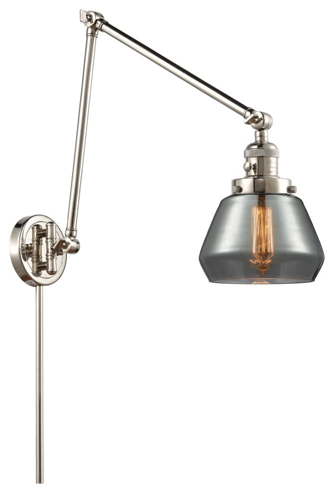 Fulton Swing Arm With Switch, Polished Nickel, Plated Smoke, Plated Smoke