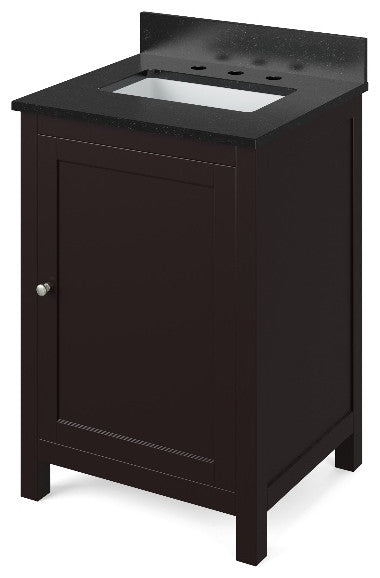 Astoria Transitional 24" Espresso Vanity, Black Granite Vanity Top
