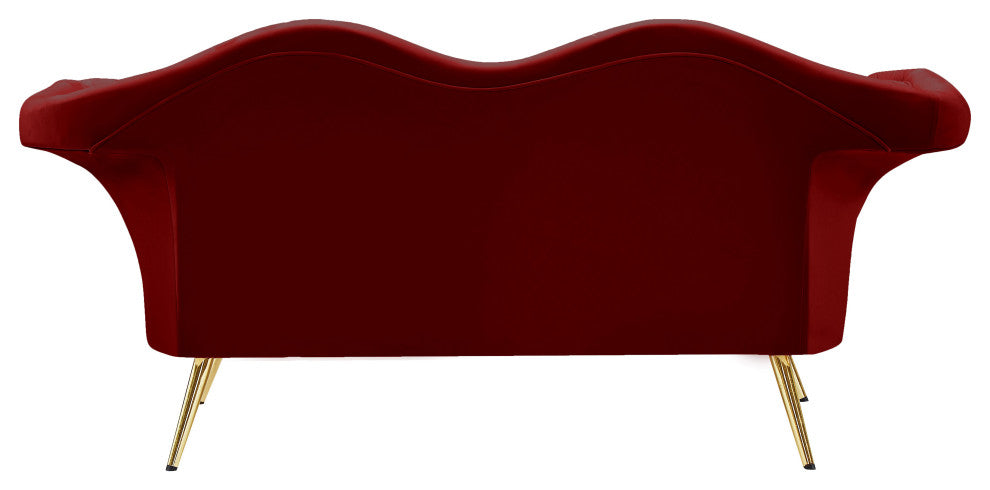 Lips Velvet Upholstered Loveseat, Red