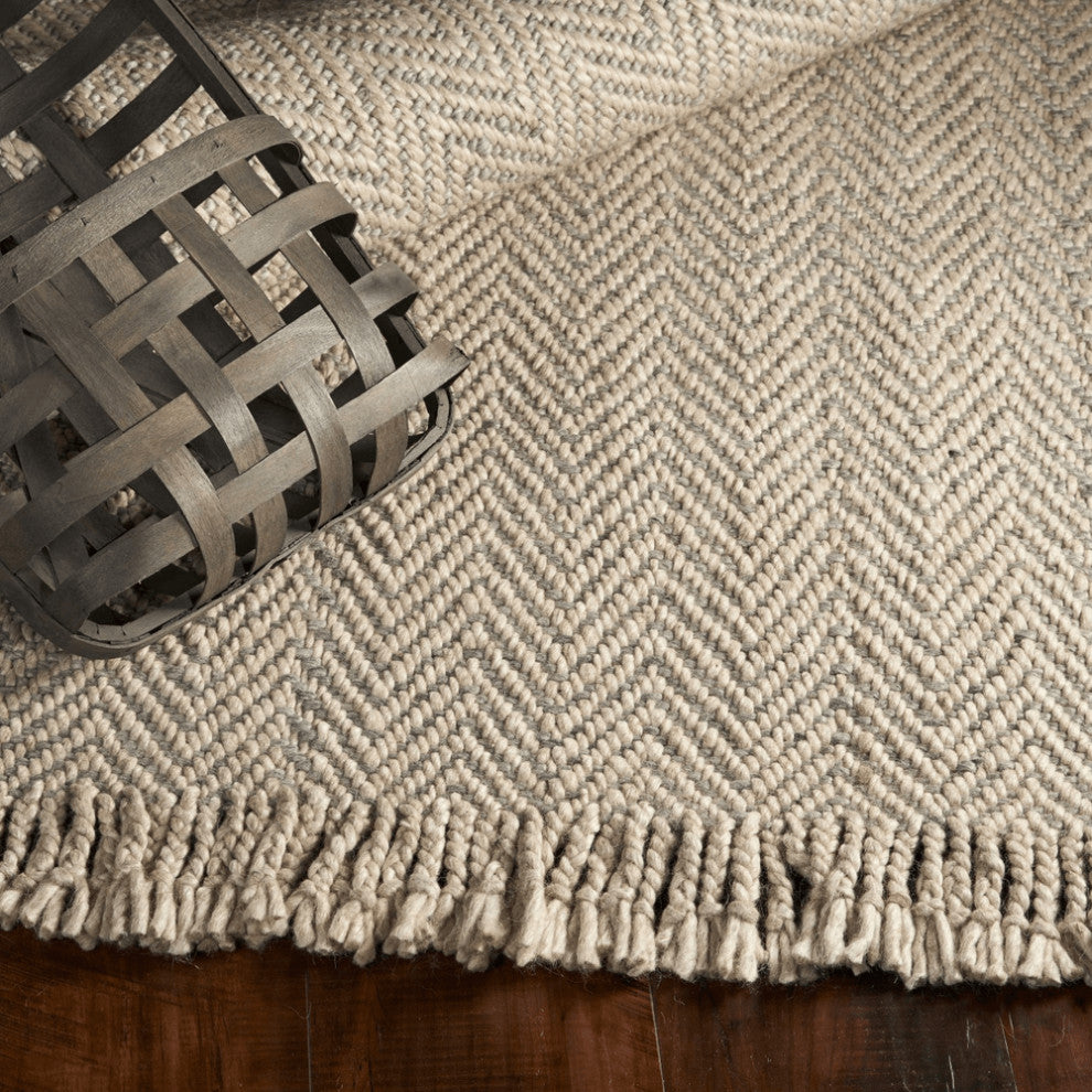 8'X10' Oatmeal Beige Hand Woven Herringbone Indoor Area Rug