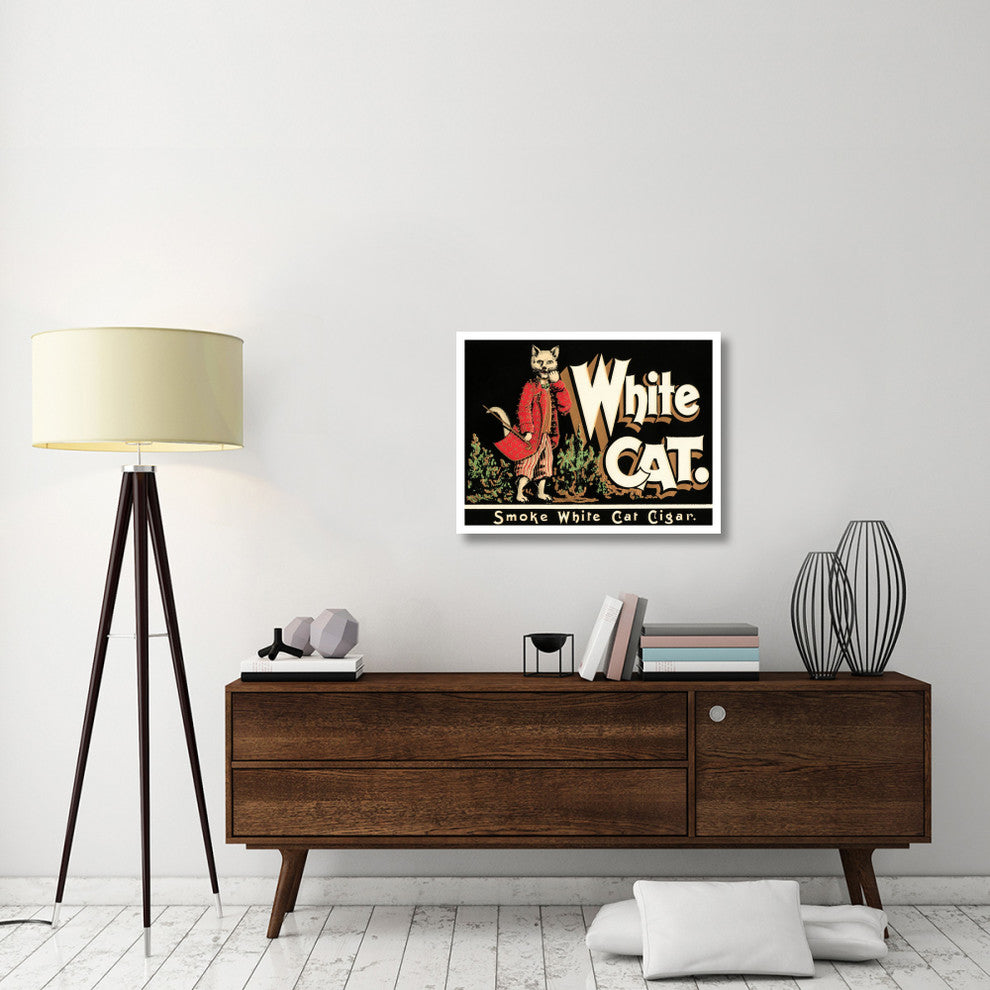 "White Cat Brand Cigars" Digital Paper Print by Vintage Booze Labels, 32"x25"