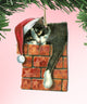 Peeking Tom Santa Cat Ornament