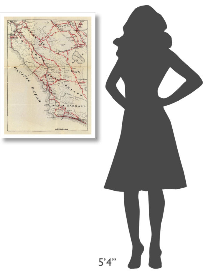 "San Benito, Fresno, Monterey, San Luis Obispo, Kings, Kern" Paper Art, 24"x32"