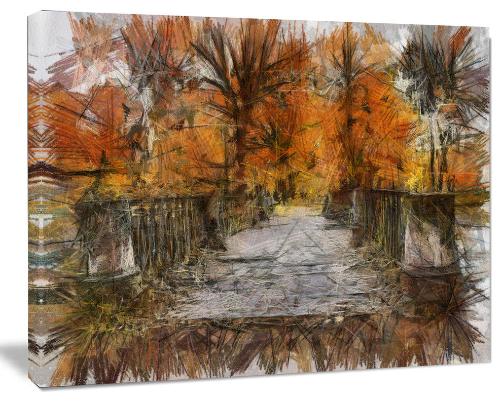 Beautiful Watercolor Autumn Forest, Landscape Canvas Wall Art, 40"x30"
