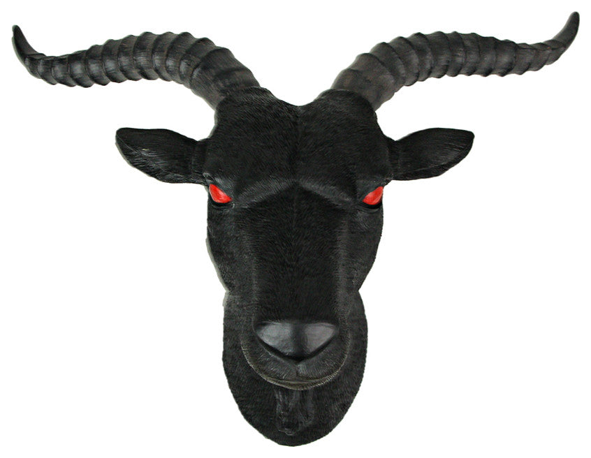 16 Inch Resin Black Baphomet Bust Wall Sculpture Hanging Home Decor Goat Head