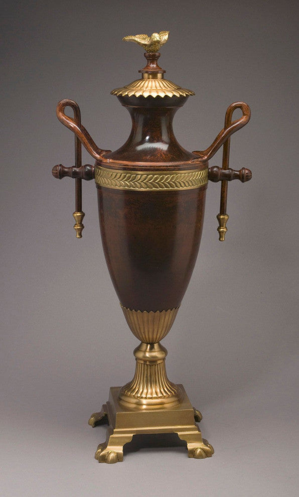Erikson 24" Metal Decorative Urn, Rustic Brown/Antique Brass
