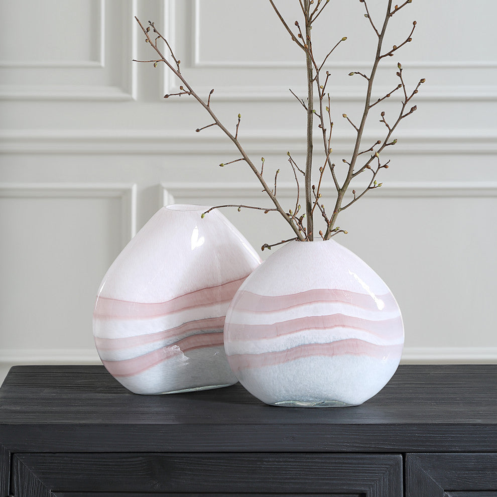 Uttermost Blush Swirl Glass Vases, Set of 2