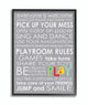 Stupell Industries Everyone Is Welcome Playroom Rules on Grey, 11"x14", Black