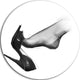 Leg Wearing High Heel Shoe, Portrait Digital Art Round Wall Art, 11"