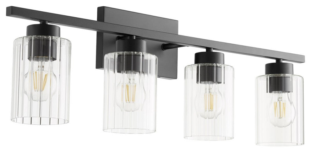 Quorum Ladin 4-Light Vanity 501-4-69, Textured Black With Clear Glass