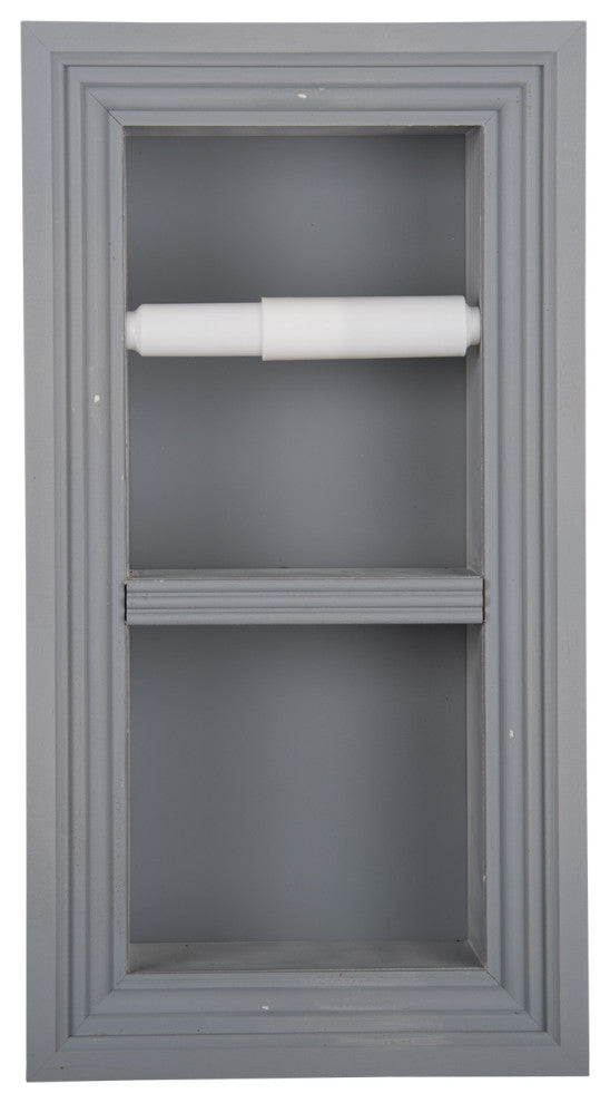Bayshore Recessed Solid Wood Double Toilet Paper Holder 7 x 14.5, Primed Gray