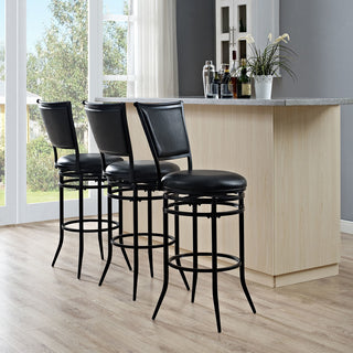 Rachel Swivel Bar Stool, Black With Black Cushion