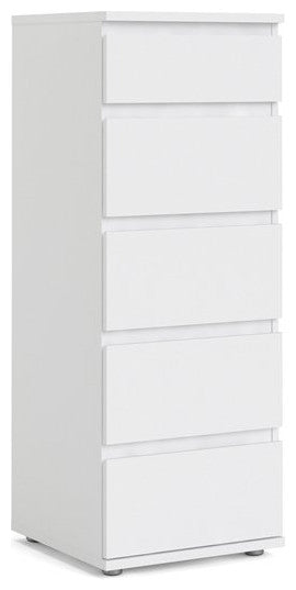 Tvilum Aurora 5 Drawer Narrow Chest in White