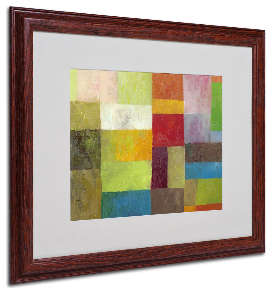 'Abstract Color Panels 4' Matted Framed Canvas Art by Michelle Calkins