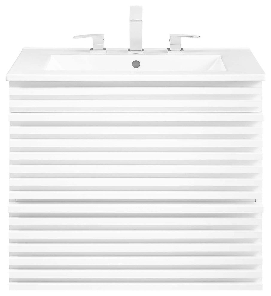 Render 24" Wall-Mount Bathroom Vanity, White White