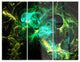 "Wings of Angels Green in Black" Digital Metal Wall Art, 3 Panels, 36"x28"
