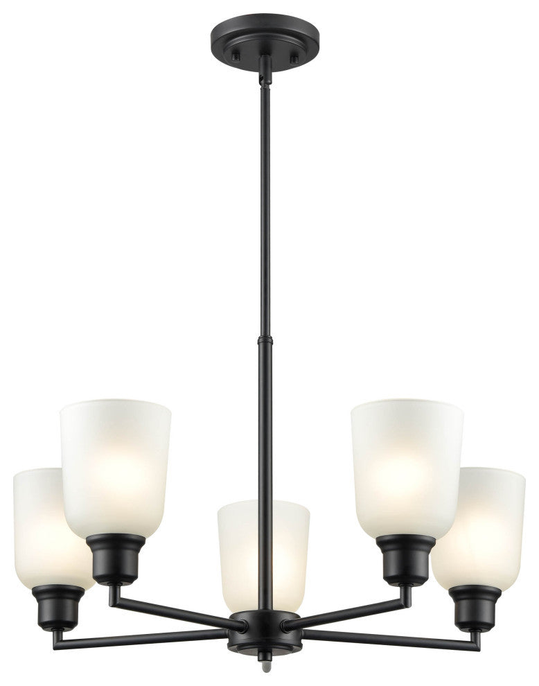Amberle Collection 5 Light 24" Matte Black Chandelier