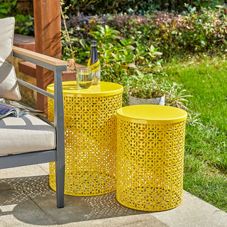 Multi-Functional Metal Garden Stool, 2-Piece Set, Yellow