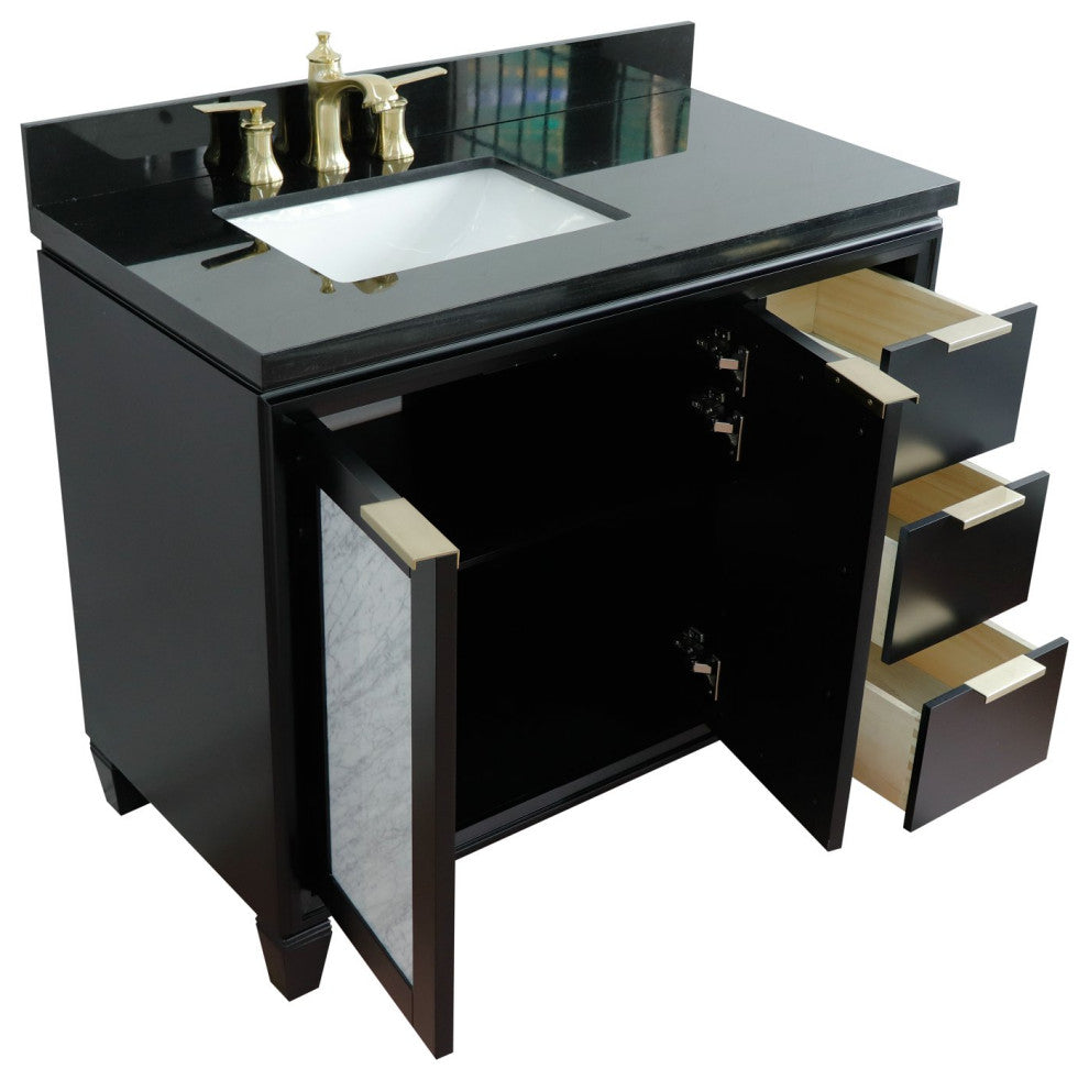 43" Single Vanity, Black Finish With Black Galaxy